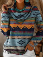 Women's Vintage Printed Casual Long Sleeve Sweater