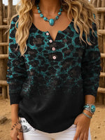 Vintage Leopard Art Print Casual Sweater