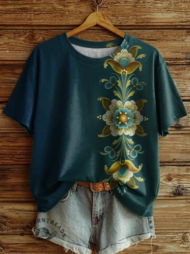 Retro Floral Art Print T-shirt
