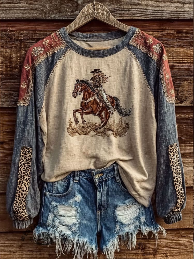 Women's Wild West Print Casual Shirt