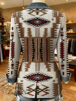 Retro Aztec Art Print Patchwork Denim Sweater Cardigan Coat