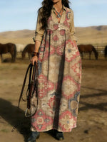 Women's Vintage Aztec Print Casual Denim Dress