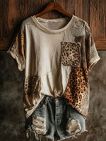 Leopard Art Print Casual Short Sleeve T-shirt