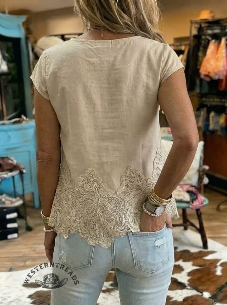 Women's Retro Lace Patchwork Casual Top
