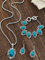 Bohemian Turquoise Jewelry Set (Necklace, Bracelet, Earrings)