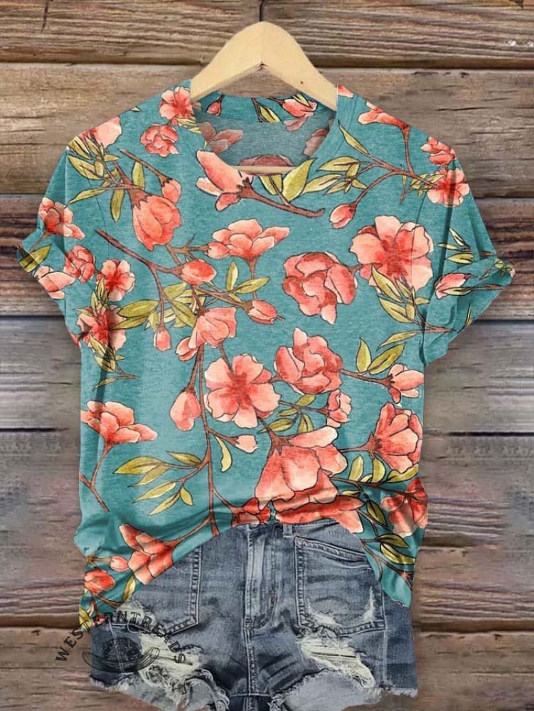 Vintage Flower Art Print T-shirt