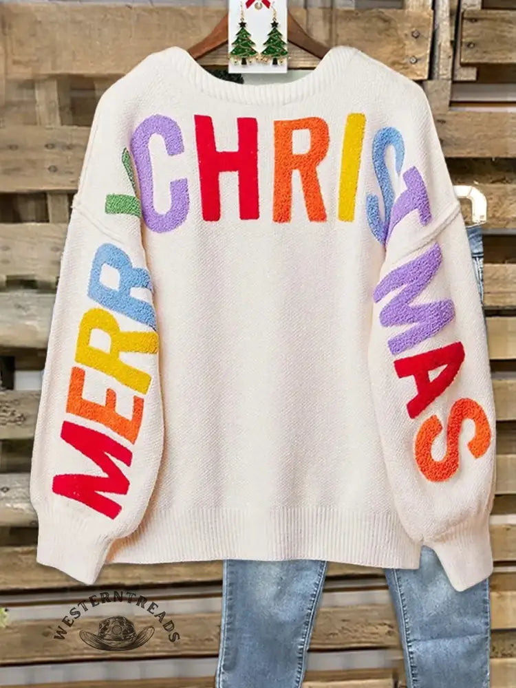 Vintage Christmas Print Sweater