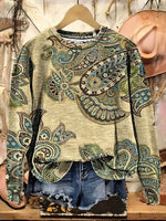 Retro Floral Casual Cotton Sweatshirt