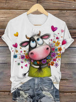 Retro Funny Animals Art Print Casual T-shirt