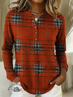 Women's Retro Plaid Print Casual Cotton Shirt