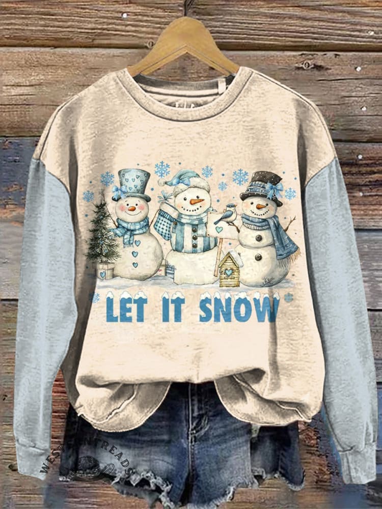 Vintage Christmas Pattern Casual Cotton Sweatshirt