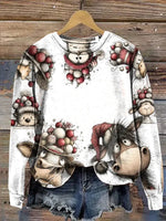 Funny Christmas Animals Print Casual Cotton Sweatshirt
