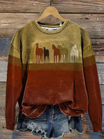 Retro Horse Casual Cotton Sweatshirt
