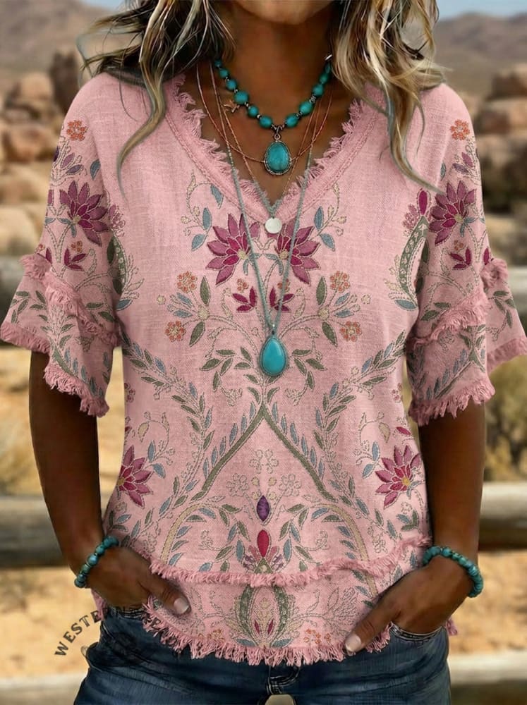 Vintage Art Patchwork Cotton And Linen Shirt