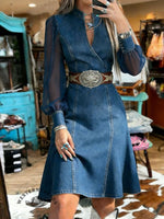 Women's Organza Patchwork Denim Dress