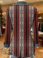 Aztec Print Patchwork Denim Sweater