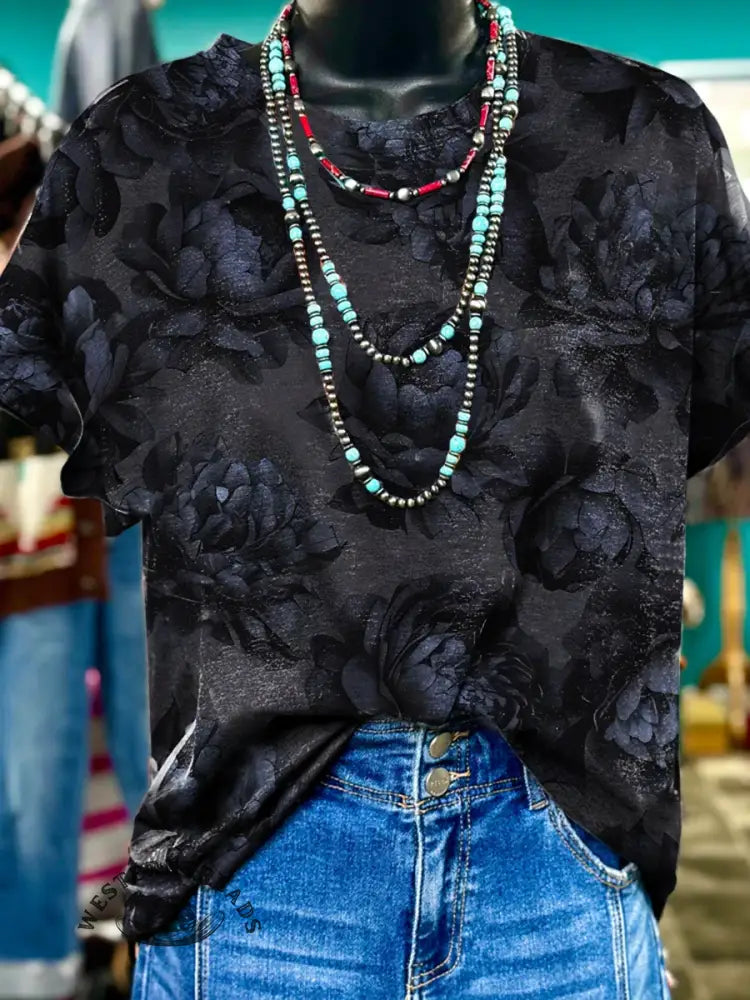 Retro Floral Print T-shirt