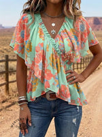 Vintage Floral Print Comfortable Summer Fabrics Casual Shirt