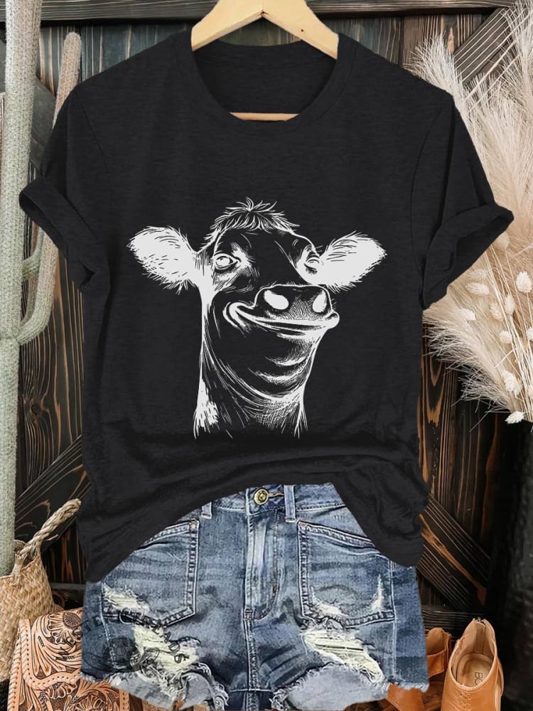 Funny Cow Print T-shirt