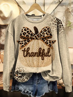 Vintage Thankful Art Print Casual Sweatshirt