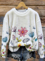 Floral Fall/winter Warm Plush Sweatshirt