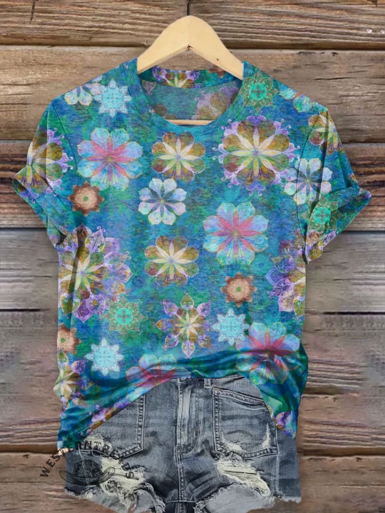 Vintage Flower Art Print T-shirt