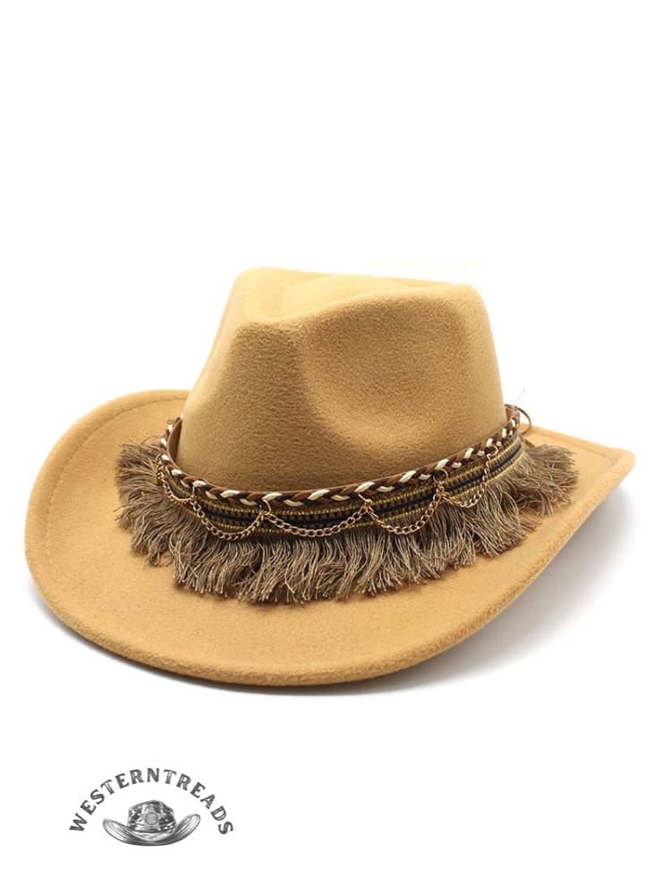 Retro Fringed Felt Hat