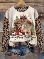 Christmas West Print Casual Cotton Sweatshirt