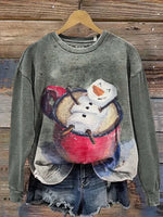 Vintage Christmas Print Casual Cotton Sweatshirt