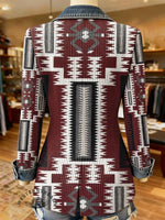 Aztec Print Patchwork Denim Sweater