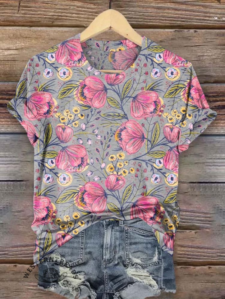 Vintage Flower Art Print T-shirt