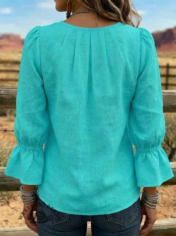 Women's Retro Puff Sleeve Casual Shirt