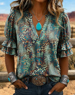 Vintage Leopard Print Comfortable Summer Fabrics Casual Shirt