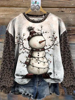 Retro Leopard Print Christmas Sweatshirt