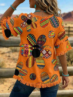 Vintage Floral Pattern Print Patchwork Cotton And Linen Shirt