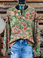 Retro Print Buttoned Cardigan Sweater