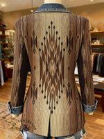 Aztec Print Patchwork Denim Sweater