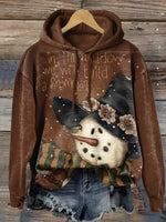 Vintage Art Christmas Print Casual Cotton Sweatshirt