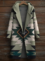 High Quality Vintage Aztec Art Print Casual Wool Coat