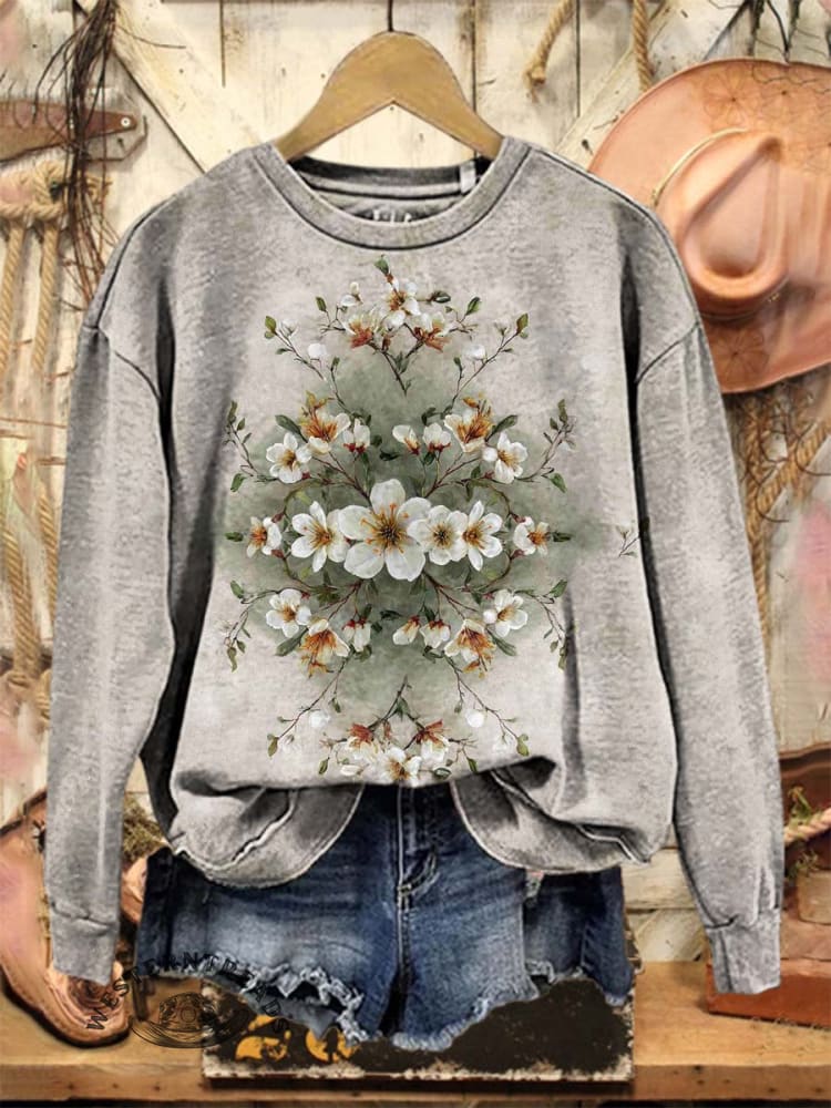Vintage Art Print Casual Cotton Sweatshirt
