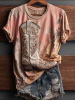 Cowgirl Boots Art Print Casual Short Sleeve T-shirt