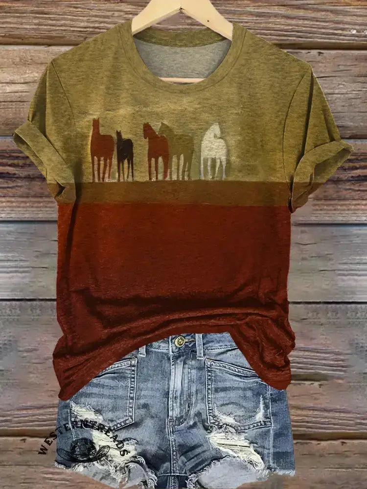 Retro Horse Casual Cotton Sweatshirt