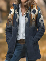 Aztec Unisex Plush Thick Long-Sleeved Cardigan Coat