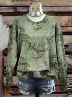 Floral Pattern Casual Cotton Sweatshirt