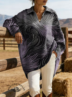 Vintage Abstract Pattern Casual Lapel Sweater