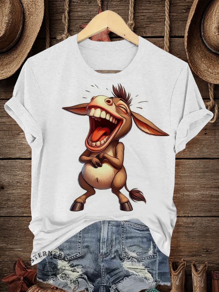 Funny Donkey Art Print Casual T-shirt