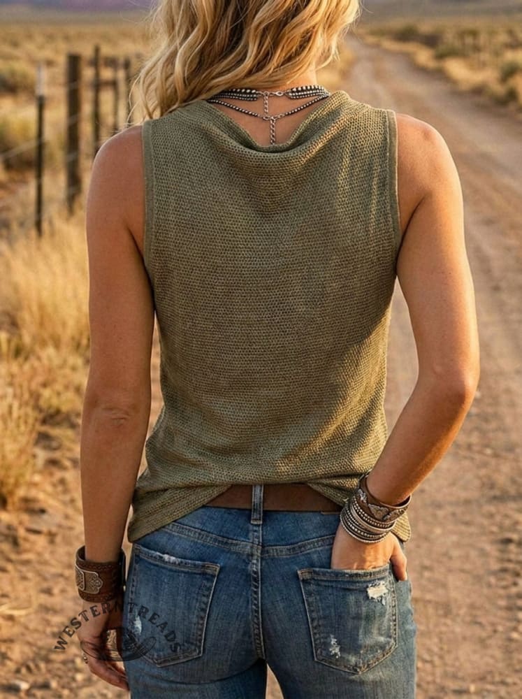 Cowl Neck Sleeveless Knit Top
