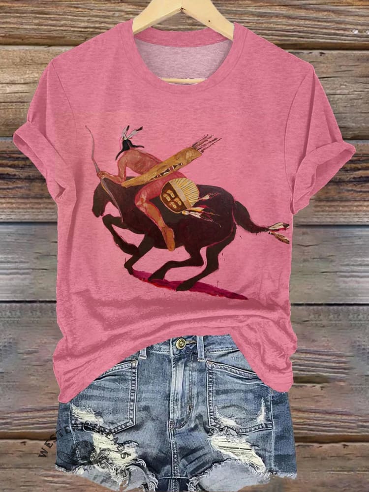 Indian on Horseback Print T-shirt