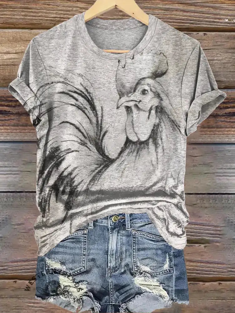 Retro Chicken Art Print T-shirt