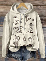 West Print Casual Hoodie Sweatshirt
